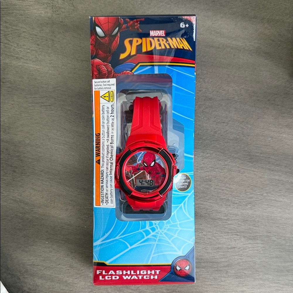 Marvel Spider-Man Red LCD Flashlight Watch for Kids